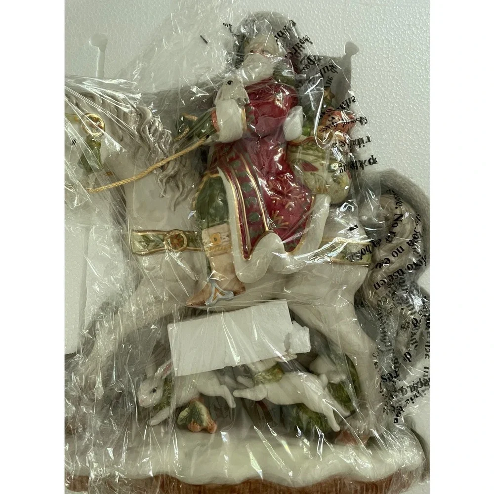 Fitz and Floyd Damask Holiday Santa on Horse Figurine 16.5 Inch‎ 19-608 NIB